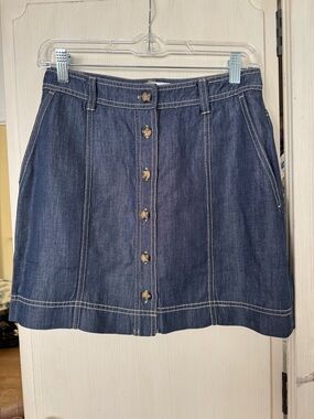 Bella Dahl Dark Blue Button-Front A-Line Denim Skirt